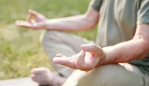 senior doing yoga